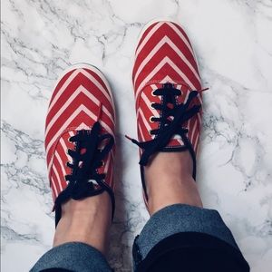 Keds x Kate Spade red navy blue striped sneakers